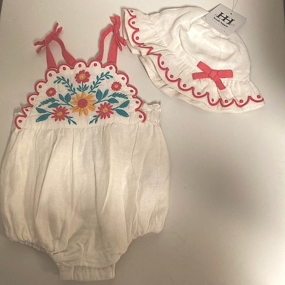 Haute Hippie Kids Style Embroidered Romper & Hat - Picture 9 of 11